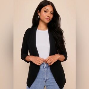 Lulus Miss Punctuality black lightweight blazer